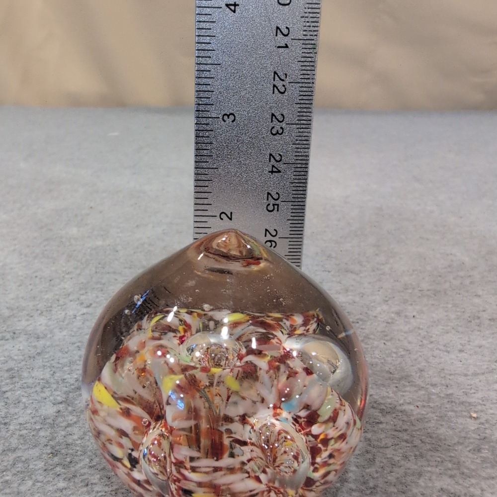 Vintage MB Daniels & Co Multicolor Swirl Glass Paperweight Bubbles Made in Japan - Picture 3 of 5